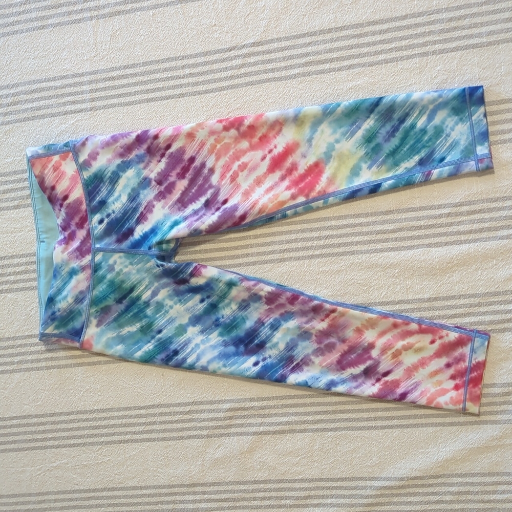 Athleta Girl Chit Chat Capri Rainbow Tie Dye